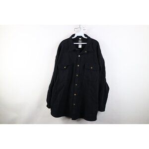 Vtg 90s Y2K Streetwear Mens 4XL Faded Heavyweight Shirt Jacket Jac Shirt Black